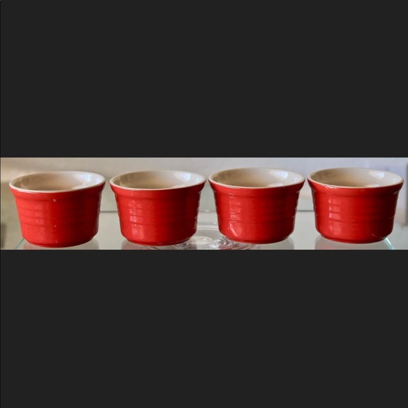 LE CREUSET POTERIE RED FRENCH RAMEKINS STONEWARE - Picture 2 of 5